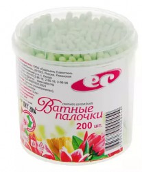 Ватные палочки цветные 200 шт.